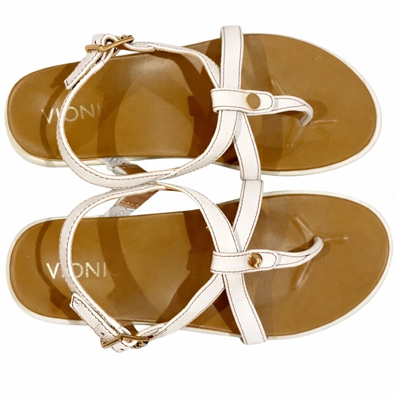 Vionic Shoes - Vionic Women's Size 8 White and Tan Strappy Leather Sandals With Arch Support
